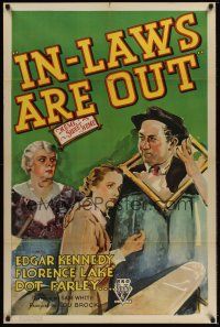 8e436 IN-LAWS ARE OUT 1sh '34 Edgar Kennedy, Florence Lake, Dot Farley, wacky art!