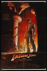 8e438 INDIANA JONES & THE TEMPLE OF DOOM 1sh '84 full-length art of Harrison Ford by Bruce Wolfe!