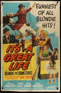 8e449 IT'S A GREAT LIFE 1sh '43 Penny Singleton as Blondie, Arthur Lake as Dagwood Bumstead!