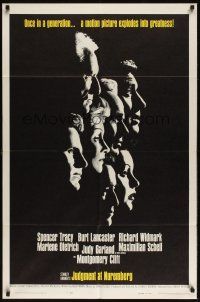 8e464 JUDGMENT AT NUREMBERG 1sh '61 Spencer Tracy, Judy Garland, Burt Lancaster, Marlene Dietrich