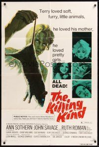 8e469 KILLING KIND 1sh '73 he loved furry animals, his mom, pretty girls, but all dead!
