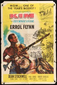 8e470 KIM 1sh '50 Errol Flynn & sexy Laurette Luez in mystic India, from Rudyard Kipling story!