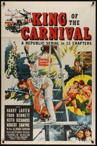 8e472 KING OF THE CARNIVAL 1sh '55 Republic serial, great circus artwork!