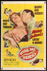 8e473 KISS ME DEADLY 1sh '55 Mickey Spillane, Robert Aldrich, Ralph Meeker as Mike Hammer!