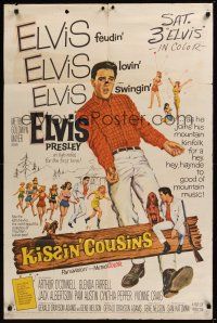 8e474 KISSIN' COUSINS 1sh '64 hillbilly Elvis Presley and his lookalike Army twin!