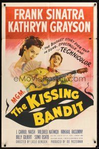 8e475 KISSING BANDIT 1sh '48 art of Frank Sinatra playing guitar & romancing Kathryn Grayson!