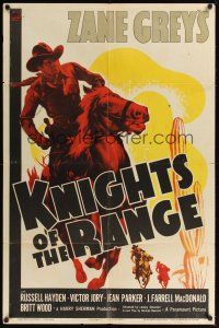 8e479 KNIGHTS OF THE RANGE 1sh '40 cool image of Russell Hayden, written by Zane Grey!