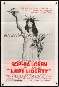 8e482 LADY LIBERTY 1sh '72 great wacky image of sexy Sophia Loren as Statue of Liberty!