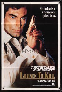 8e503 LICENCE TO KILL teaser 1sh '89 Timothy Dalton as James Bond, he's out for revenge!