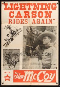8e505 TIM MCCOY 1sh '40s portrait art of classic cowboy with trusty horse, Lightning Carson Rides Again