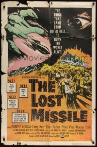 8e518 LOST MISSILE 1sh '58 it came from outer Hell comes to burn the world alive, great art!