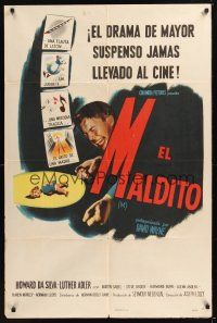 8e524 M Spanish/U.S. 1sh '51 Joseph Losey, David Wayne & Raymond Burr in the most gripping film noir!
