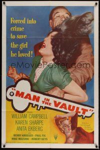 8e540 MAN IN THE VAULT 1sh '56 sexy Anita Ekberg as a two-timing girl, too much for one man!