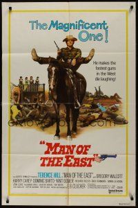8e542 MAN OF THE EAST int'l 1sh '74 wacky cowboy Terence Hill on horseback, spaghetti western!