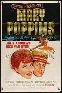 8e555 MARY POPPINS style A 1sh '64 Julie Andrews & Dick Van Dyke in Walt Disney's musical classic!
