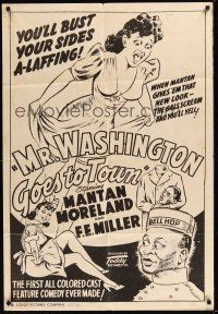 8e586 MR WASHINGTON GOES TO TOWN 1sh R40s Mantan Moreland, Toddy all-black comedy!