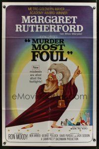 8e592 MURDER MOST FOUL 1sh '64 art of Margaret Rutherford, written by Agatha Christie!