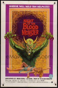 8e621 NIGHT OF THE BLOOD MONSTER 1sh '72 Jess Franco, art of wacky beast & half-dressed sexy girl!