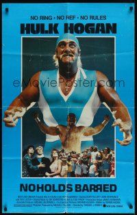 8e629 NO HOLDS BARRED 1sh '89 great image of pumped wrestler Hulk Hogan!