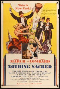 8e632 NOTHING SACRED 1sh R44 great art of sexy Carole Lombard & champagne bottle!