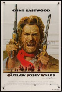 8e643 OUTLAW JOSEY WALES 1sh '76 Clint Eastwood is an army of one, cool double-fisted artwork!