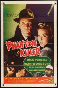 8e661 PHANTOM KILLER 1sh '42 William Beaudine directed, film noir image of Dick Purcell!