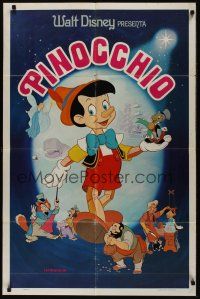 8e667 PINOCCHIO Spanish/U.S. 1sh R70s Disney classic cartoon about a wooden boy who wants to be real!
