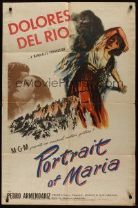 8e675 PORTRAIT OF MARIA 1sh '44 dramatic W. Seaton art of terrified Dolores Del Rio!