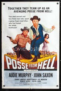 8e676 POSSE FROM HELL 1sh '61 Audie Murphy, John Saxon, an avenging posse from hell!