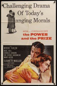 8e678 POWER & THE PRIZE 1sh '56 Robert Taylor, Elisabeth Mueller, drama of today's changing morals