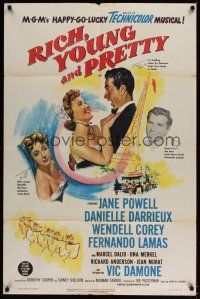 8e716 RICH, YOUNG & PRETTY 1sh '51 Jane Powell is romanced in Paris France!