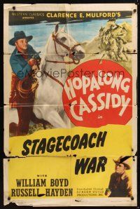 8e818 HOPALONG CASSIDY style C stock 1sh '40s William Boyd as Hopalong Cassidy, Stagecoach War!
