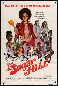 8e840 SUGAR HILL 1sh '74 artwork of sexy Marki Bey and her wild black zombie hit men!