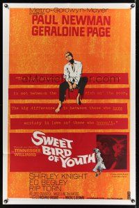 8e852 SWEET BIRD OF YOUTH 1sh '62 Paul Newman, Geraldine Page, from Tennessee Williams' play!