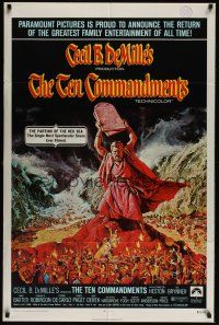 8e869 TEN COMMANDMENTS 1sh R72 directed by Cecil B. DeMille, Charlton Heston, Yul Brynner!