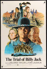 8e919 TRIAL OF BILLY JACK 1sh '75 Larry Salk art of Tom Laughlin as Billy Jack, Delores Taylor!