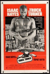 8e924 TRUCK TURNER 1sh '74 AIP, cool image of bounty hunter Isaac Hayes with gun!