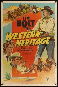 8e973 WESTERN HERITAGE style A 1sh '48 artwork of Tim Holt with two guns, Nan Leslie!