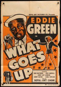 8e975 WHAT GOES UP 1sh '39 all-black cast w/Eddie Green & Babe Matthews!