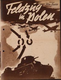 8g015 CAMPAIGN IN POLAND German program '40 Nazi planes and tanks marching over map into Warsaw!