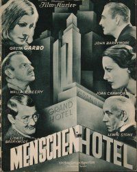 8g032 GRAND HOTEL German program '33 Garbo, John & Lionel Barrymore, Joan Crawford. different!