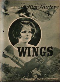8g071 WINGS German program '27 William Wellman Best Picture, Clara Bow & Buddy Rogers, different!