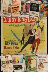 8h001 LOT OF 65 FOLDED ONE-SHEETS lot '30s-'80s Daddy Long Legs, Hombre, Party Girl, Flareup + more!