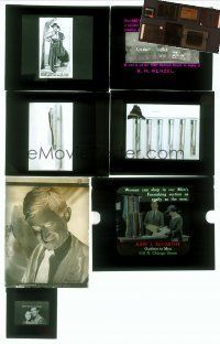8h022 LOT OF 7 ODD GLASS SLIDES lot '21 - '51 Day the Earth Stood Still, Will Rogers + more!