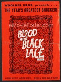 8h253 BLOOD & BLACK LACE pressbook '65 Mario Bava, glamorous fashion house becomes house of blood!