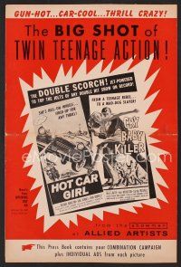 8h271 HOT CAR GIRL/CRY BABY KILLER pressbook '58 the big shot of twin teenage action!