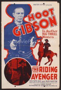 8h295 RIDING AVENGER pressbook cover '36 cowboy Hoot Gibson in another big-thrill western!