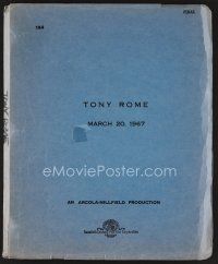 8h236 TONY ROME final draft script March 20, 1967, screenplay by Richard Breen!
