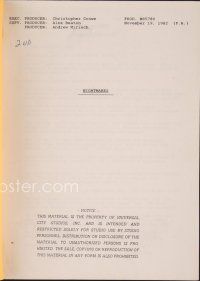 8h223 NIGHTMARES revised first draft script November 19, 1982, screenplay by Bloom and Crowe!