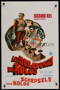 8j639 HUMAN DUPLICATORS Belgian '64 cool horror art of monsters made to kill or love on command!